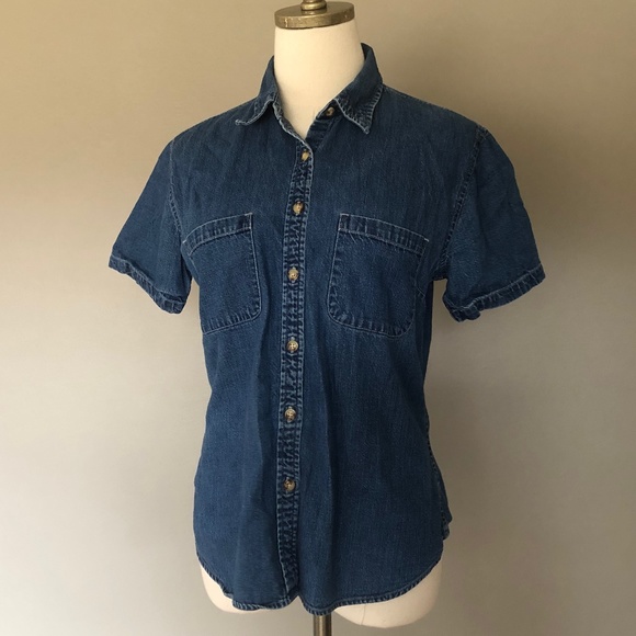 Eddie Bauer Small Petite Blue Jen Shirt Button Down Short Sleeves - Picture 3 of 10